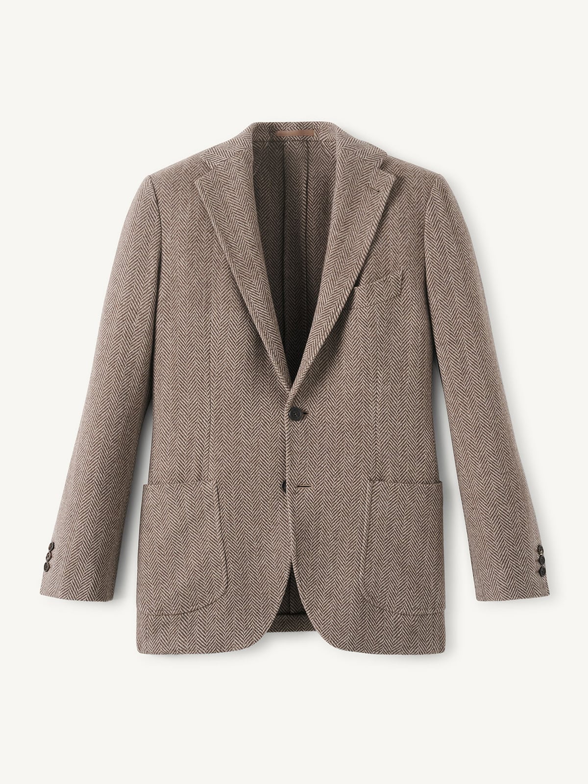 Leomaster Taupe Lambswool Herringbone Jacket - Custom Fit Tailored  display picture 1