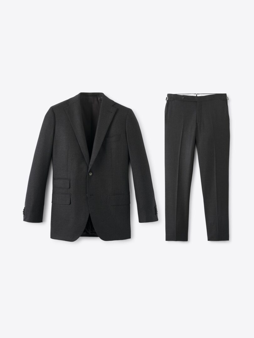 Men’s Drago Charcoal Glen Plaid S180s Wool Flannel Suit Thumb