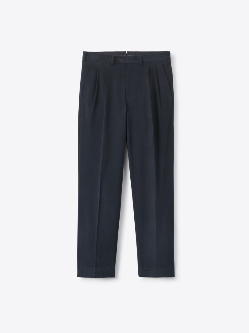 Men’s Navy Wide Leg Brushed Cotton Trouser Thumb