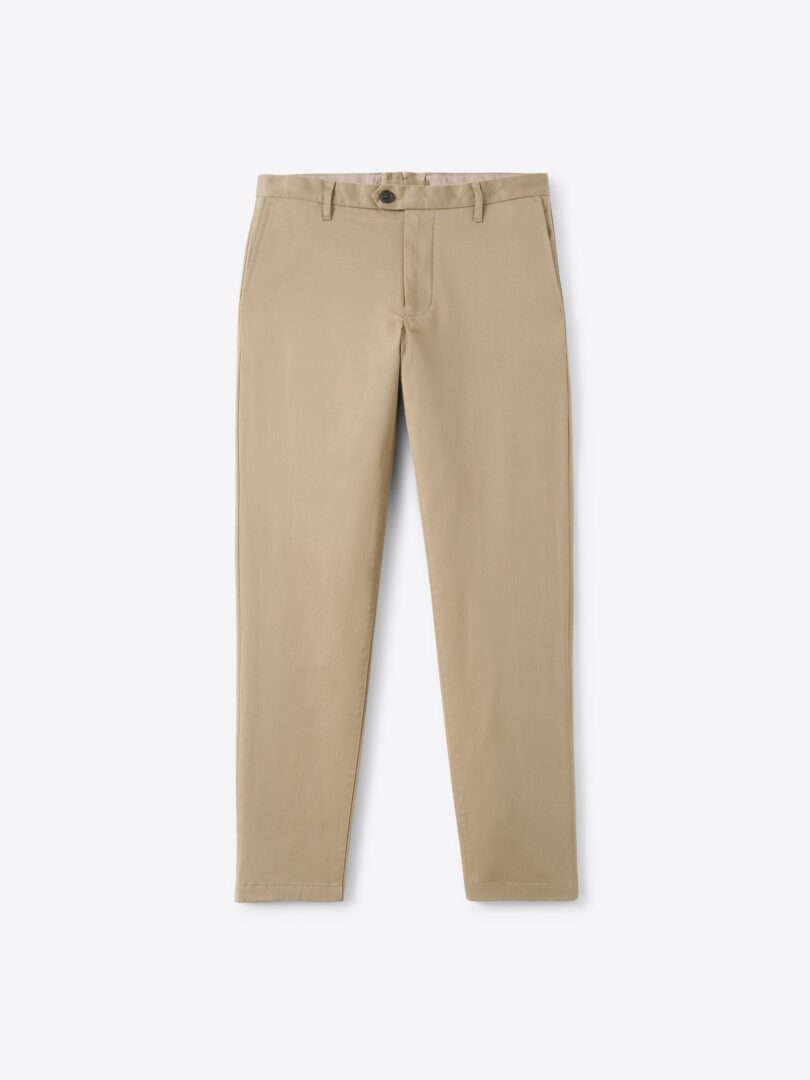Men’s Tessuti Di Sondrio Khaki Stretch Cotton Twill Thumb