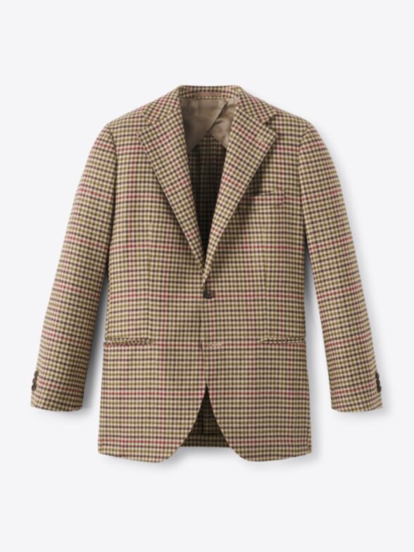 Thumb Photo of Delfino Brown Red and Olive Wool Cashmere Plaid