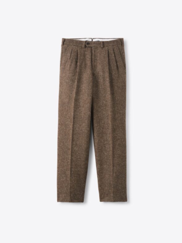Thumb Photo of Di Sondrio Brown Donegal Wool Wide Leg Trouser