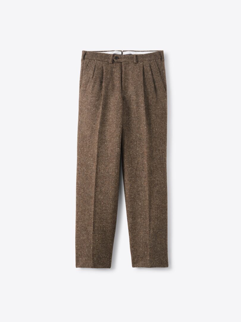 Men’s Di Sondrio Brown Donegal Wool Wide Leg Trouser Thumb