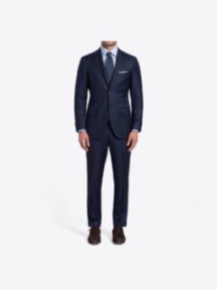 Shop Allen Navy S130s Sharkskin Suit with Cuffed Trouser
