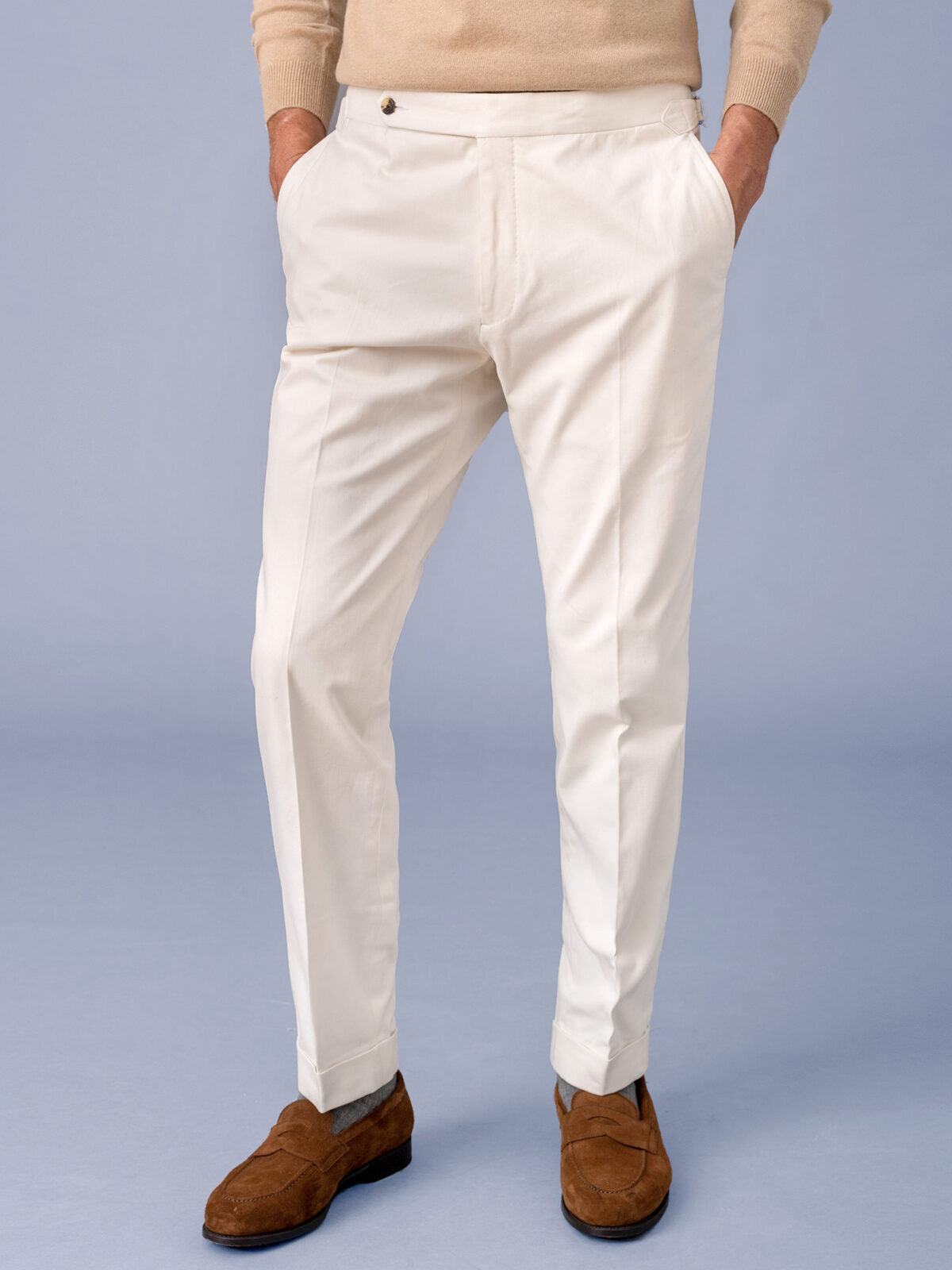 appel Effektiv hver dag Off White Shaved Cotton Dress Pant - Custom Fit Tailored Clothing