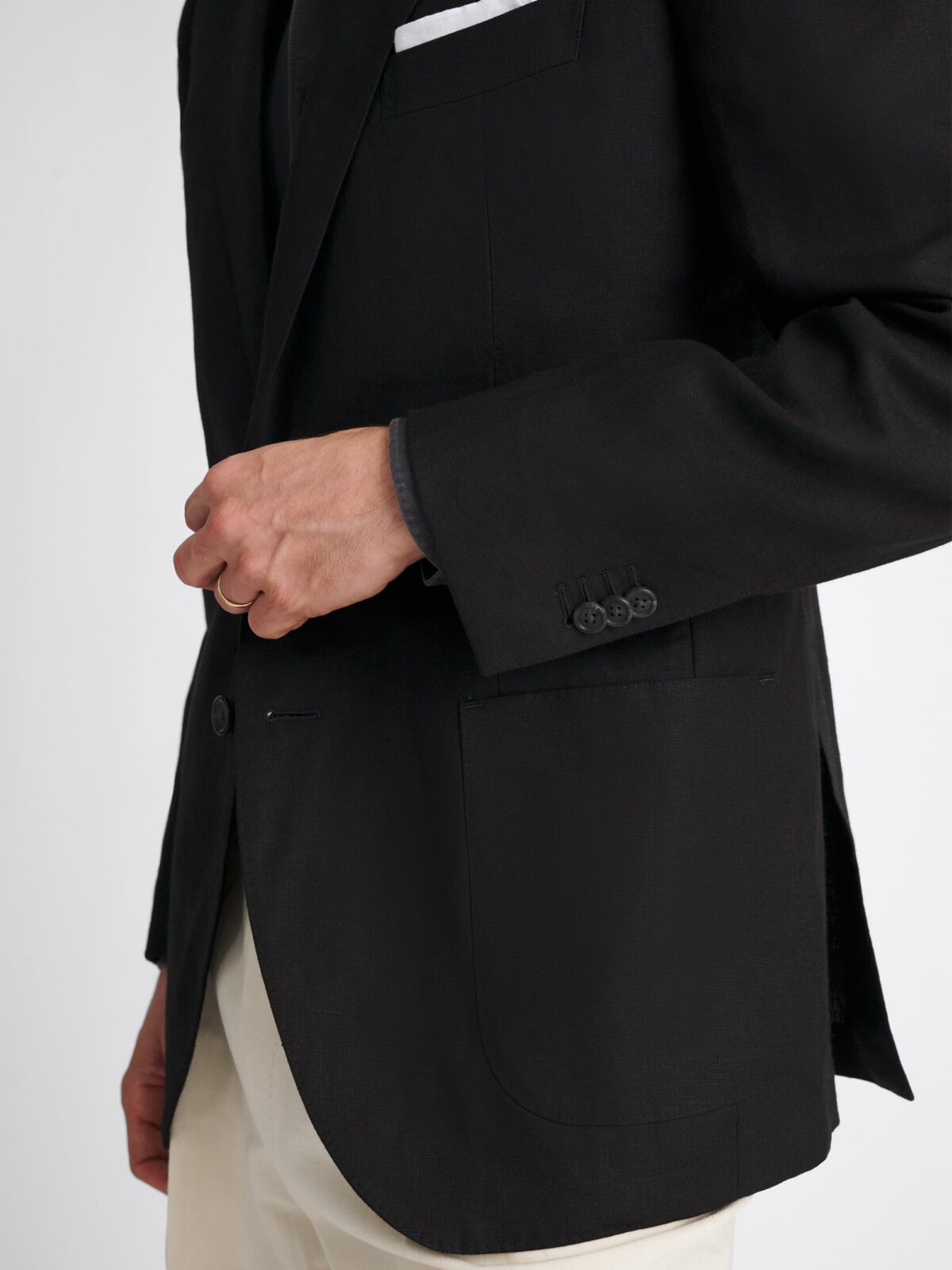 Spence Bryson Black Heavy Irish Linen Bedford Jacket - Custom Fit