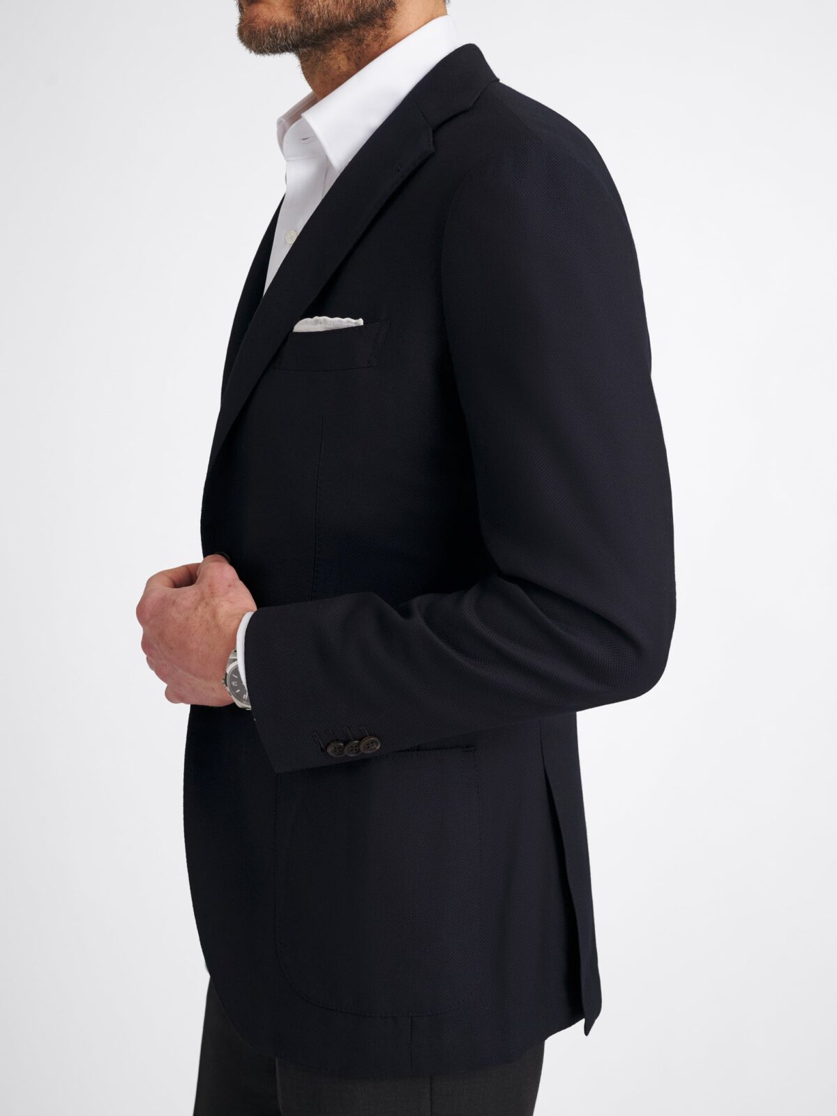 Reda Navy Hopsack Bedford Jacket - Custom Fit Tailored Clothing