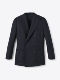 専用 渋谷 Time is on BUTTON DOUBLE BREASTED Double Breasted Reda Navy Hopsack Bedford Jacket - Custom Fit