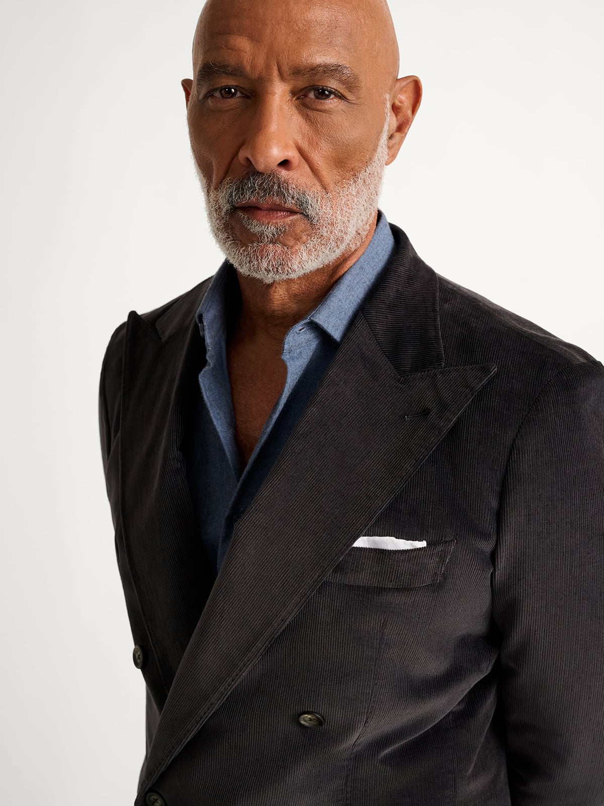Double Breasted Duca Visconti Dark Grey Stretch Corduroy Suit