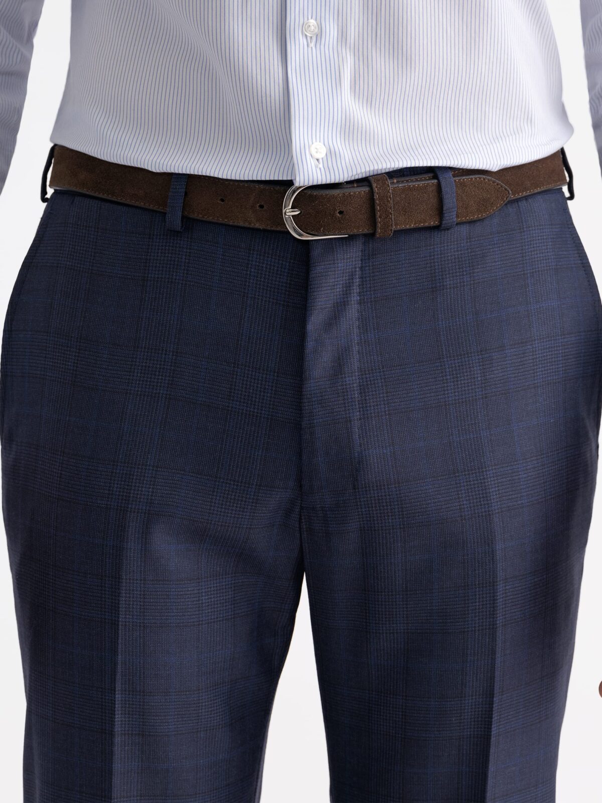 Loro Piana Fabric S150s Navy Plaid Dress Pant - Custom Fit Tailored Clothing