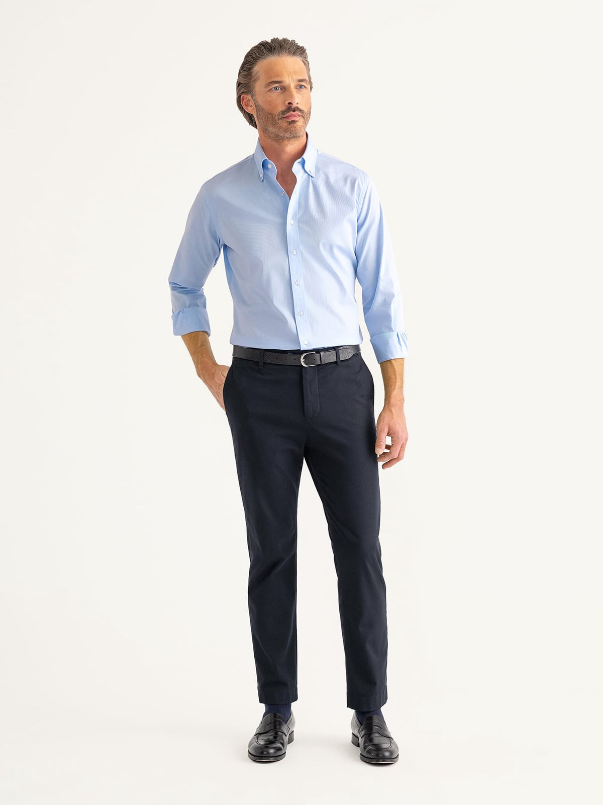 Navy Non-Iron Stretch Chino - Custom Fit Pants