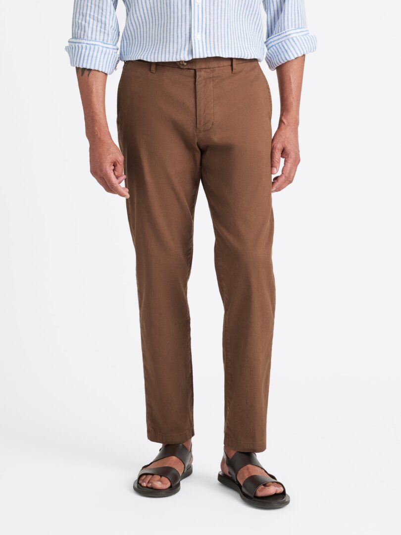 Tobacco Bergamo Cotton Linen Stretch Chino Thumb Detail