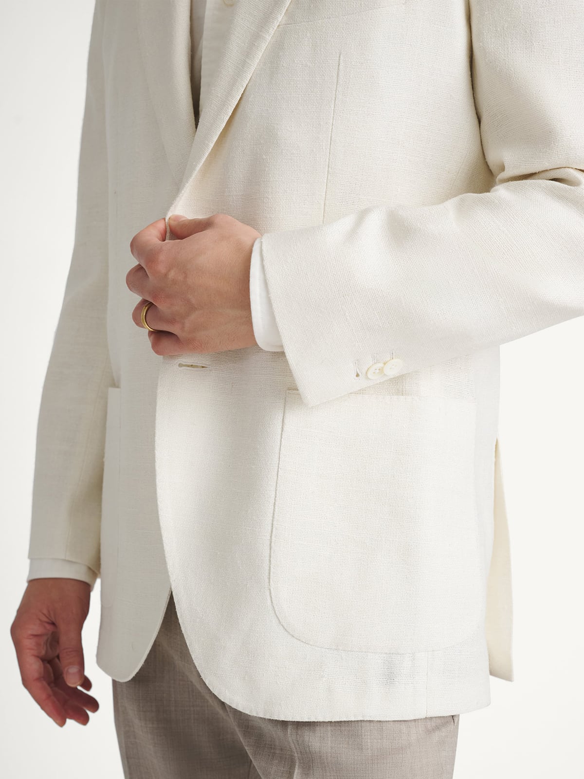 Ivory Indian Matka Silk Jacket - Custom Fit Tailored Clothing
