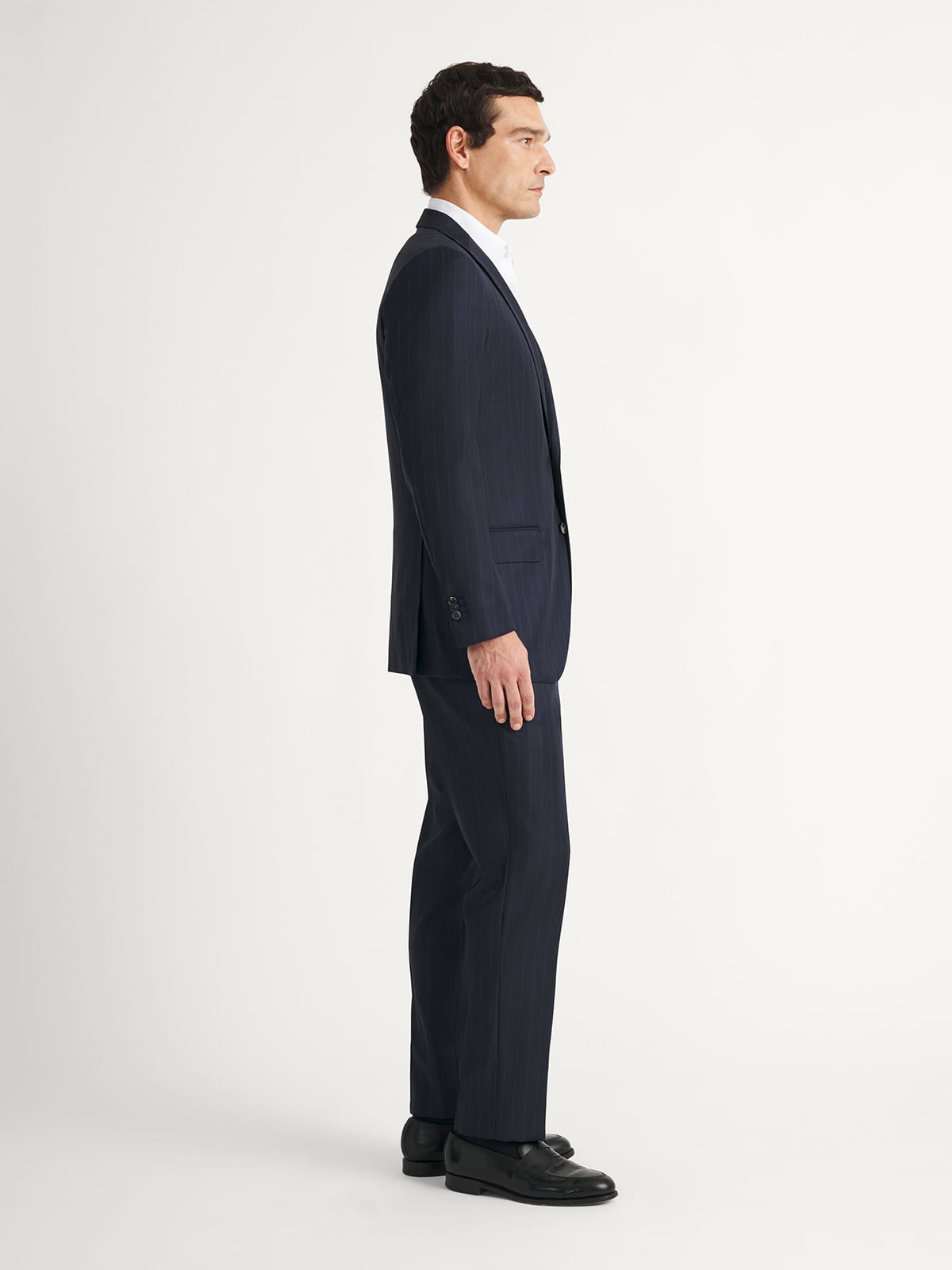 Loro Piana Navy Tonal Stripe S150s Wool Suit - Custom Fit Tailored