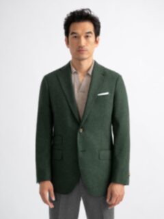 Di Pray Green Wool Cashmere Flannel Bedford Jacket - Custom Fit