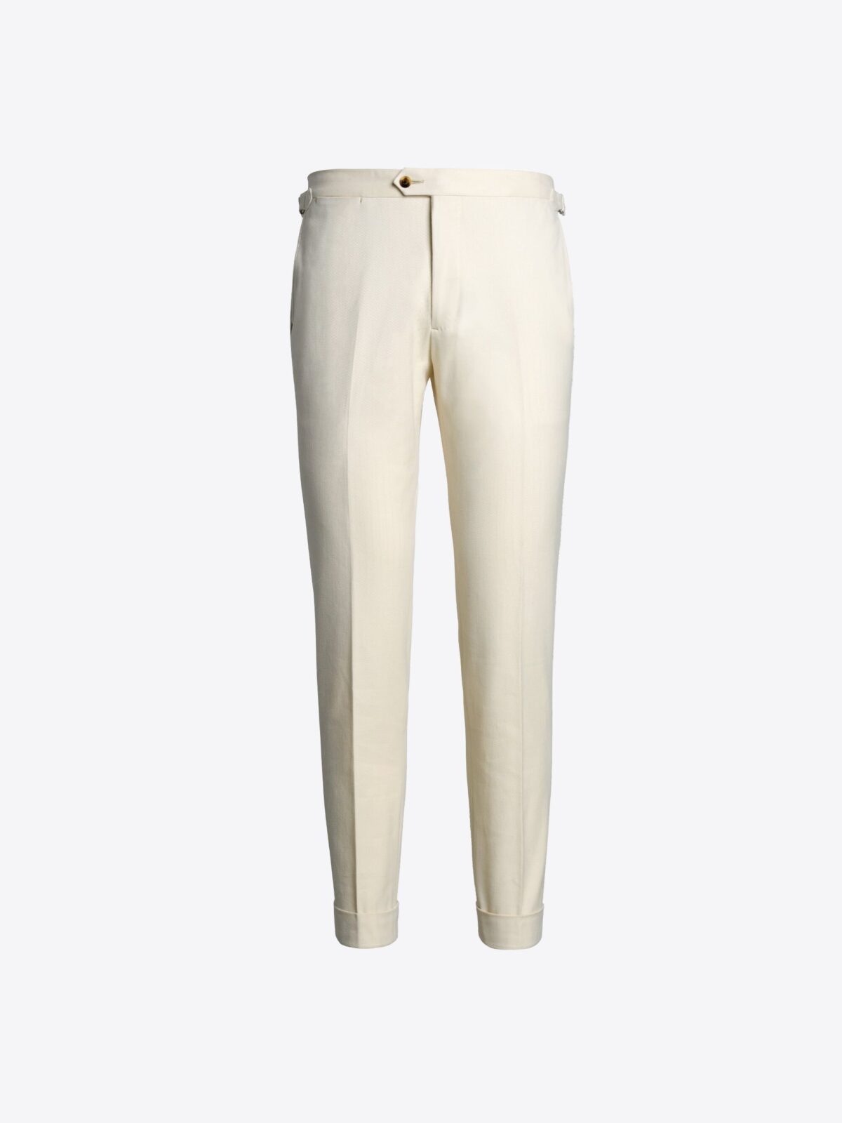 Cream Heavy Brushed Cotton Stretch Side Tab Dress Pant