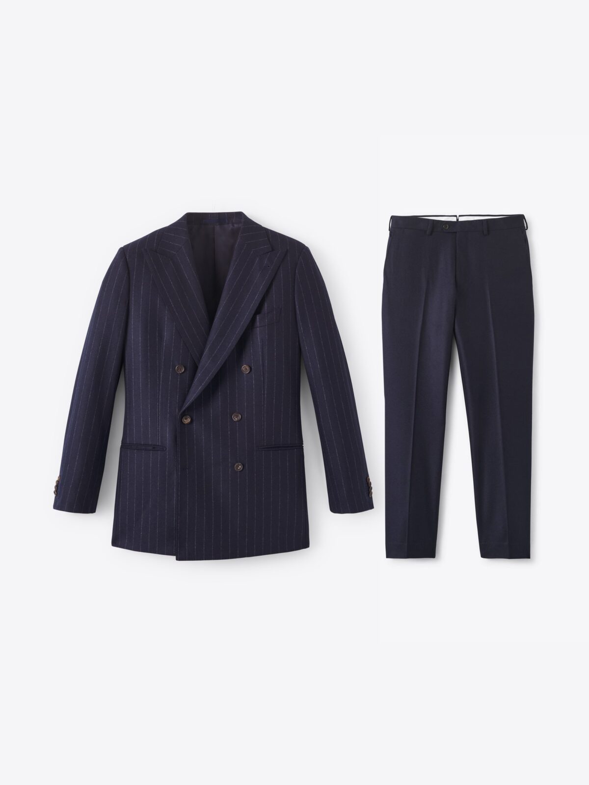 Navy Chalkstripe VBC Double Breasted Flannel Carmine Suit - Custom