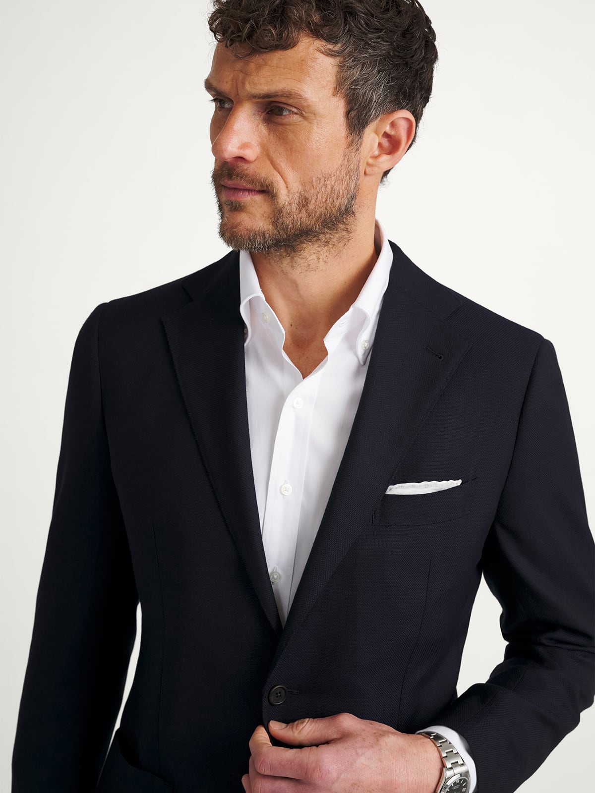 Reda Navy Hopsack Bedford Jacket - Custom Fit Tailored Clothing