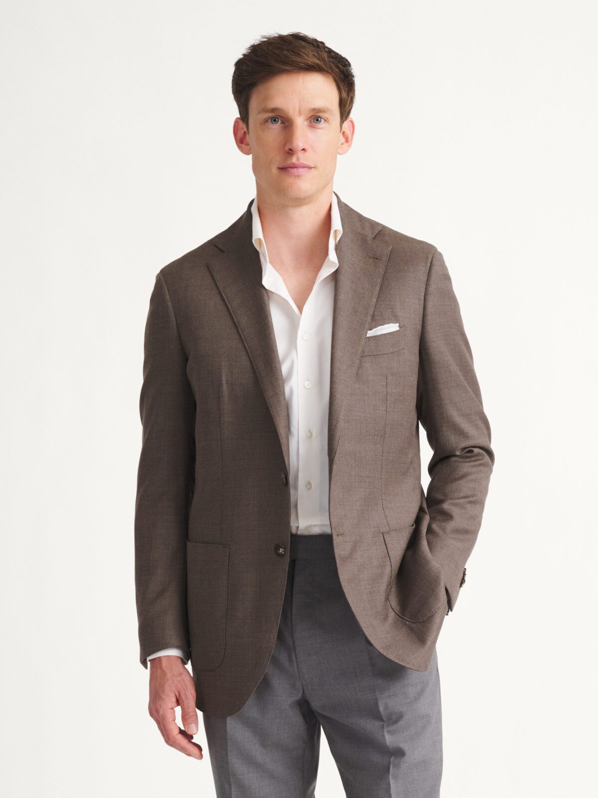 Loro Piana Fabric Mocha S150s Hopsack Hudson Jacket - Custom Fit