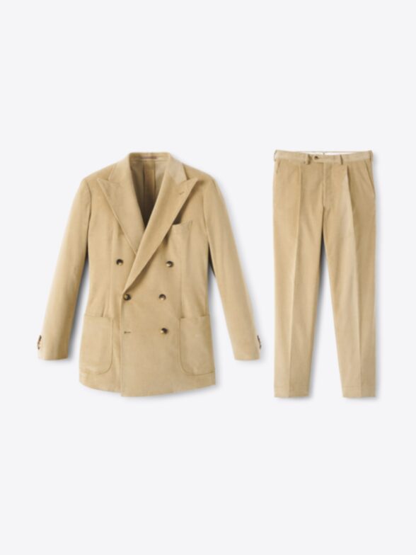 Thumb Photo of Double Breasted Duca Visconti Beige Stretch Corduroy Suit