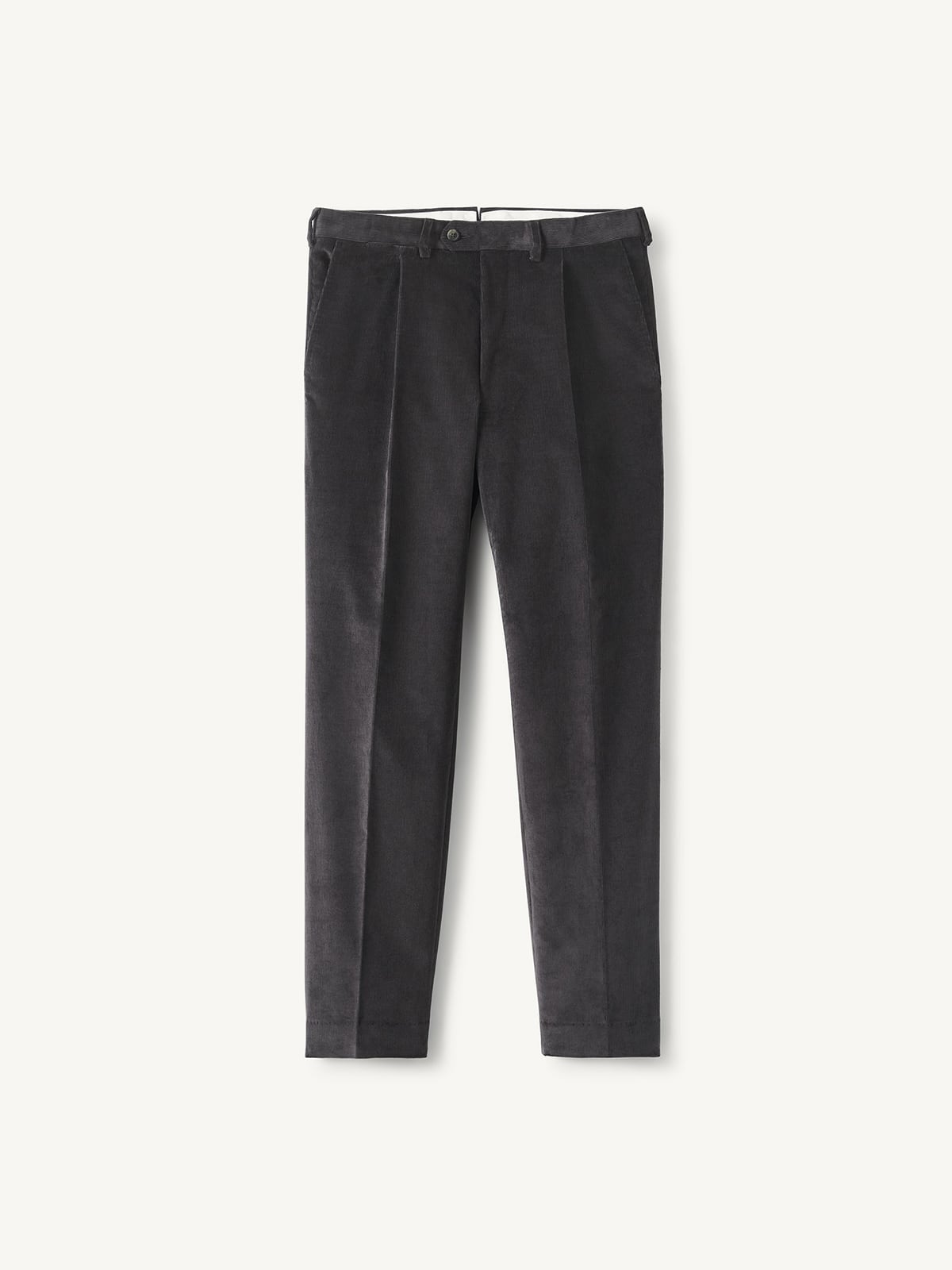 Single Pleated Dark Grey Stretch Corduroy Dress Pant - Custom Fit Tailored  Clothing