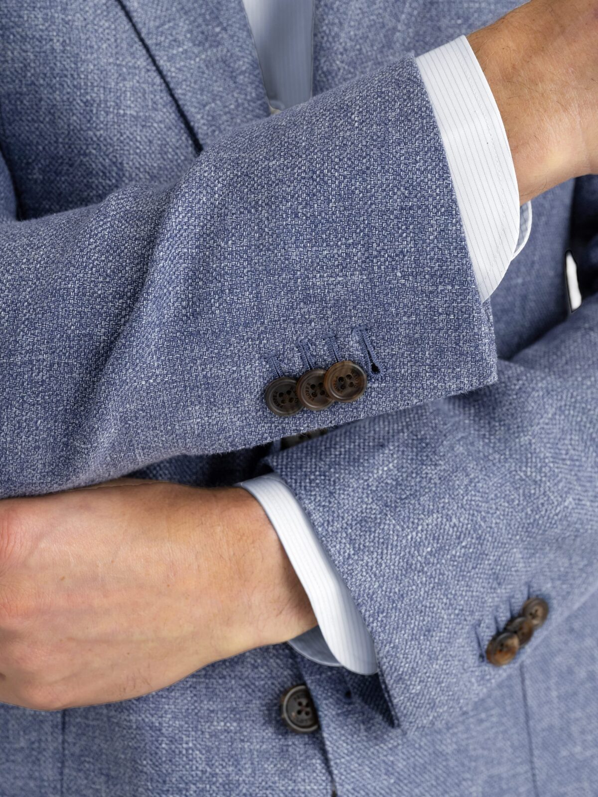 80s \"田中オム\" cotton linen tailored jacket Mocha Wool and Linen Stretch Bedford Jacket - Custom Fit Tailored