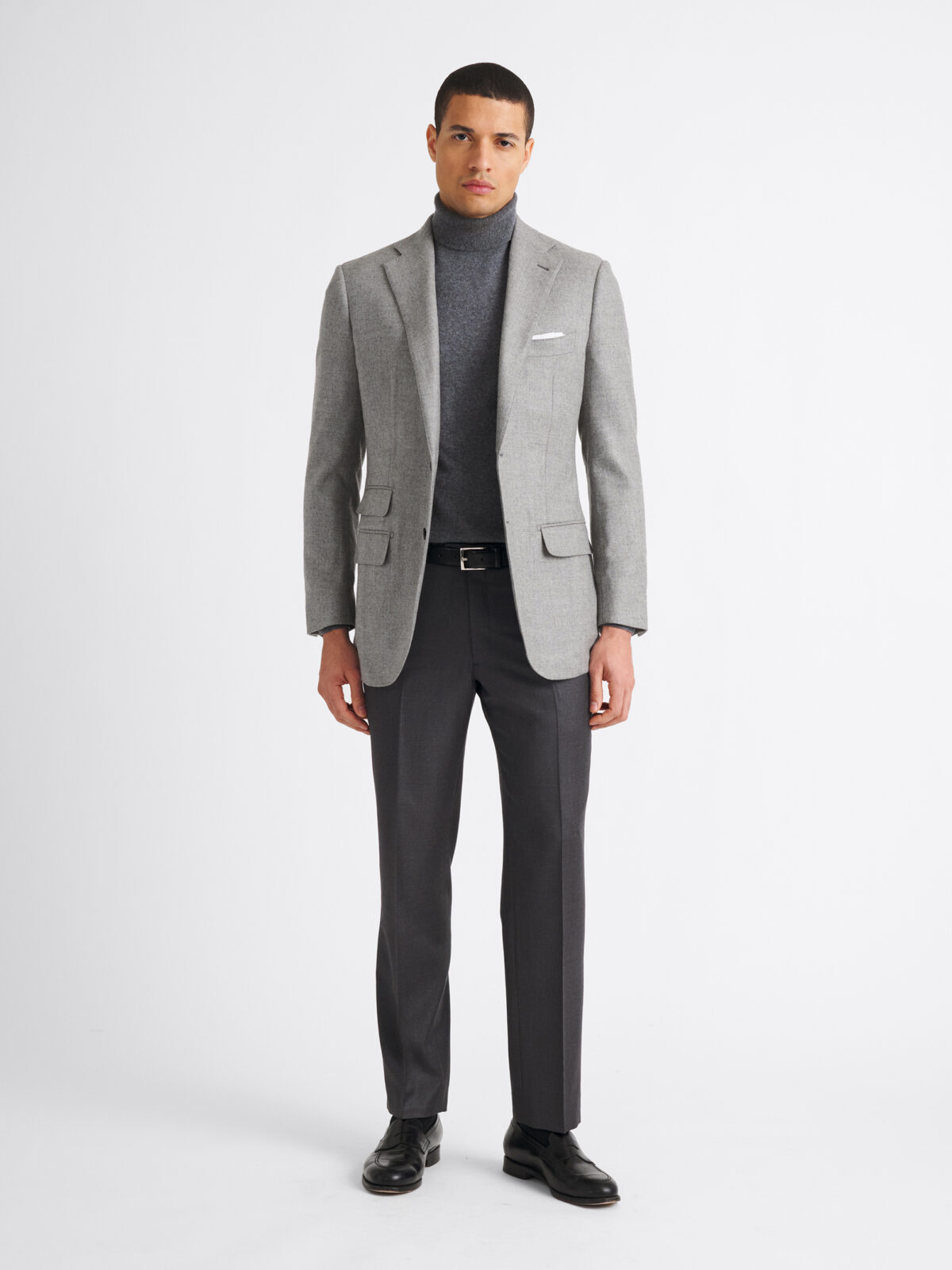 Loro Piana Fabric Grey Wool Cashmere Walker Jacket - Custom Fit