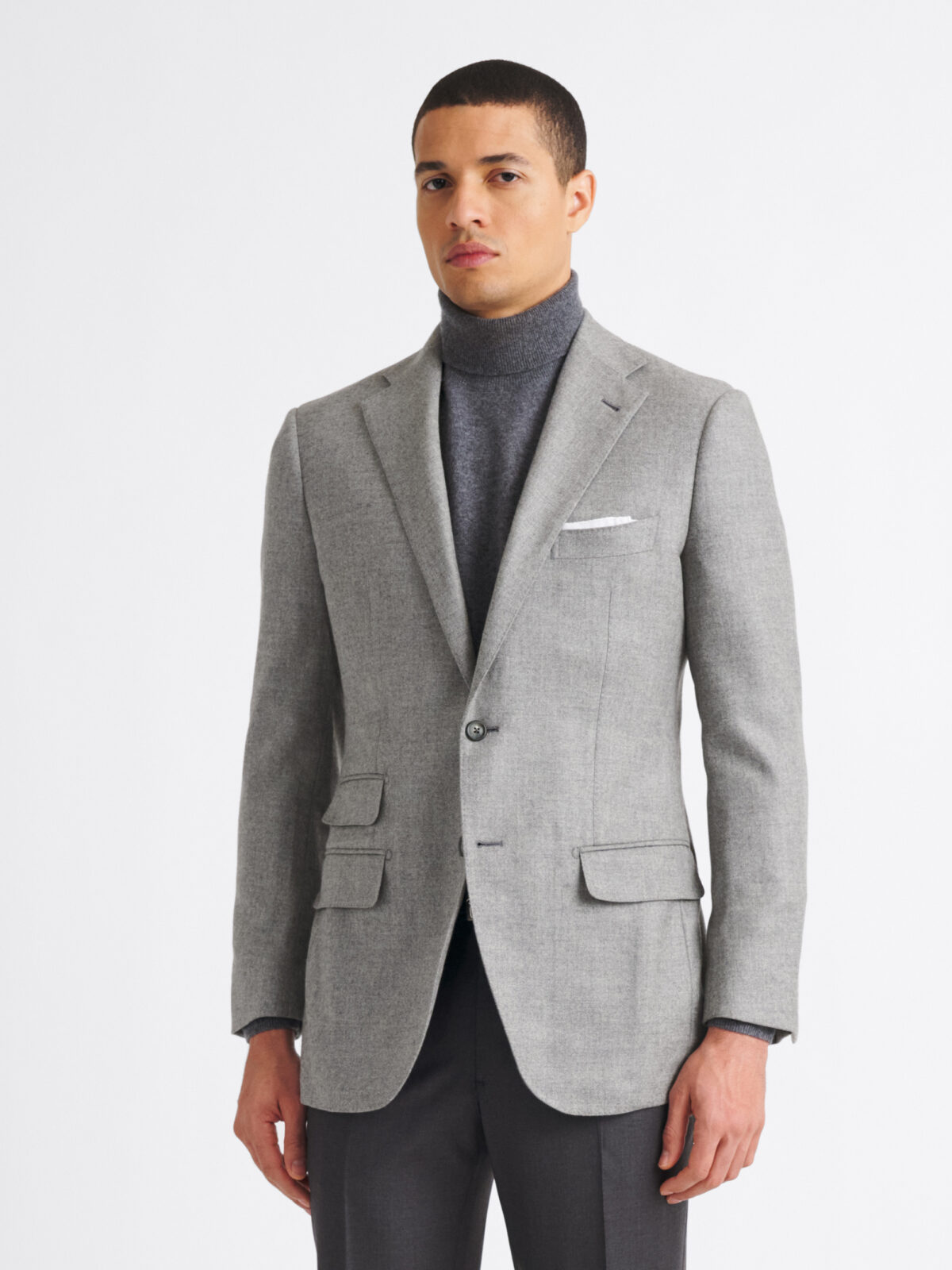 Loro Piana Fabric Grey Wool Cashmere Walker Jacket - Custom Fit