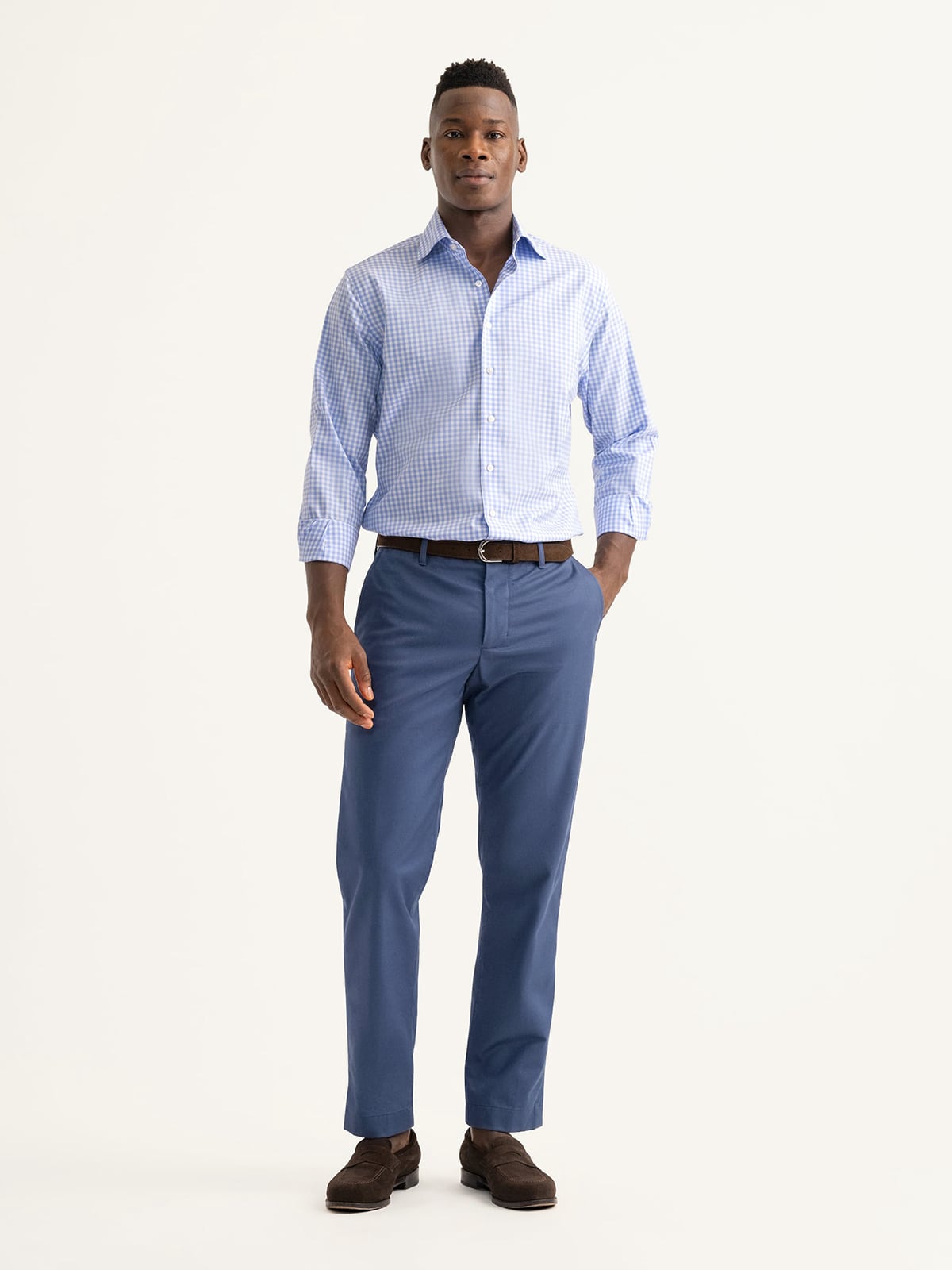 【REVERBERATE】CHINO TAILORED SET UP Slate Non-Iron Stretch Chino - Custom Fit Pants