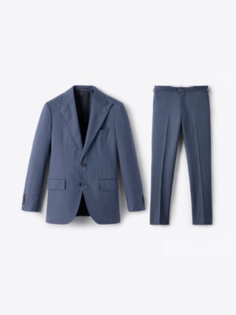 Peak Lapel Slate Herringbone Allen Suit - Custom Fit Tailored Clothing