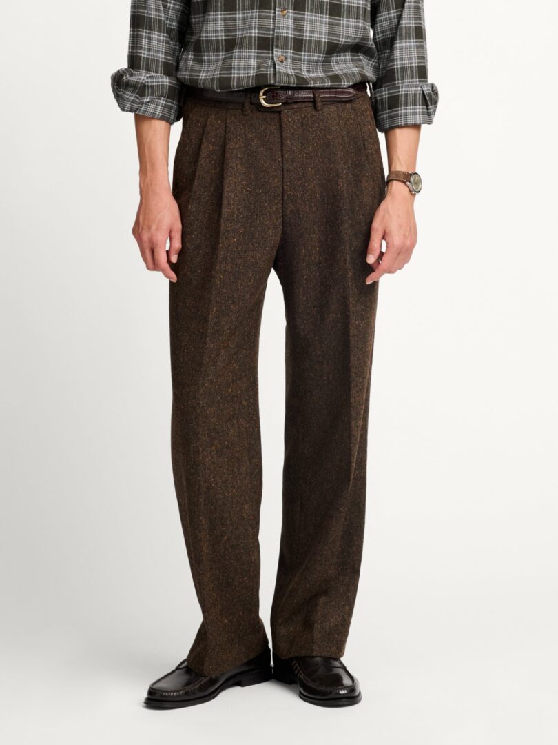 Di Sondrio Dark Ochre Donegal Wool Tweed Trouser Thumb Detail