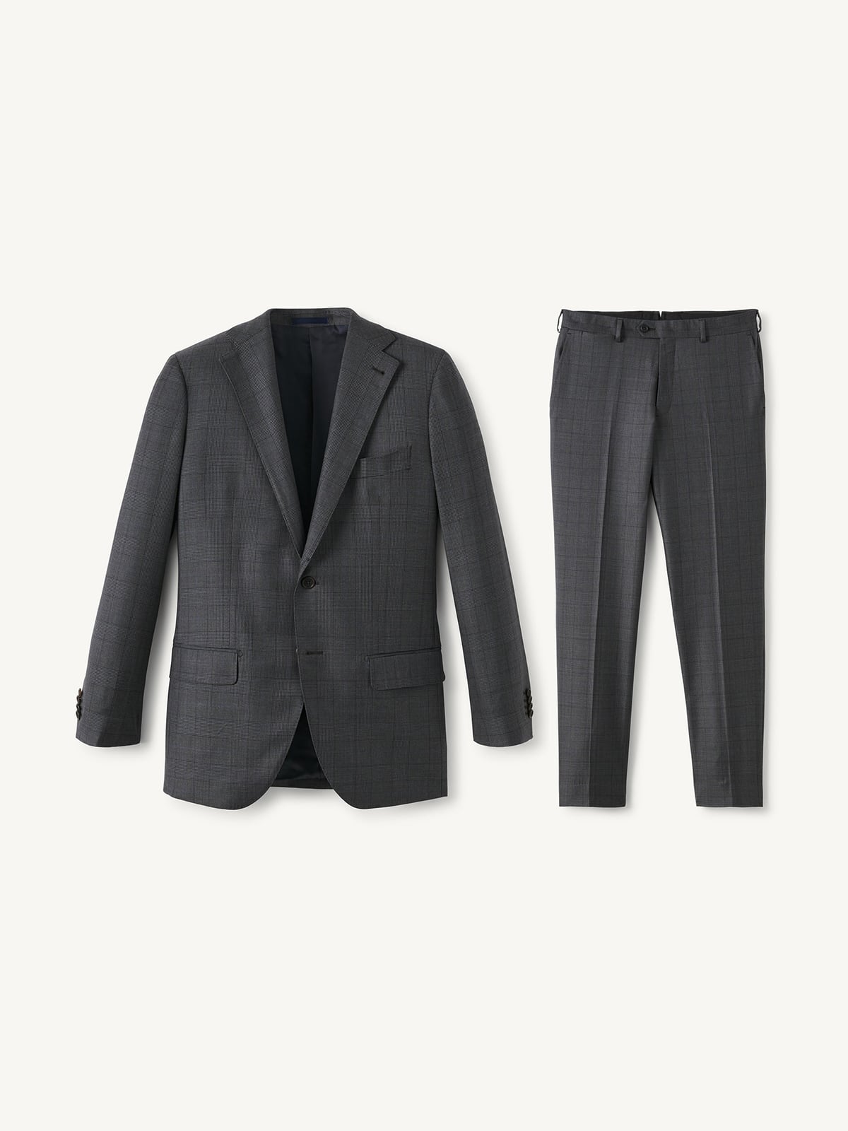 Loro Piana Charcoal Glen Plaid S150s Wool Suit - Custom Fit