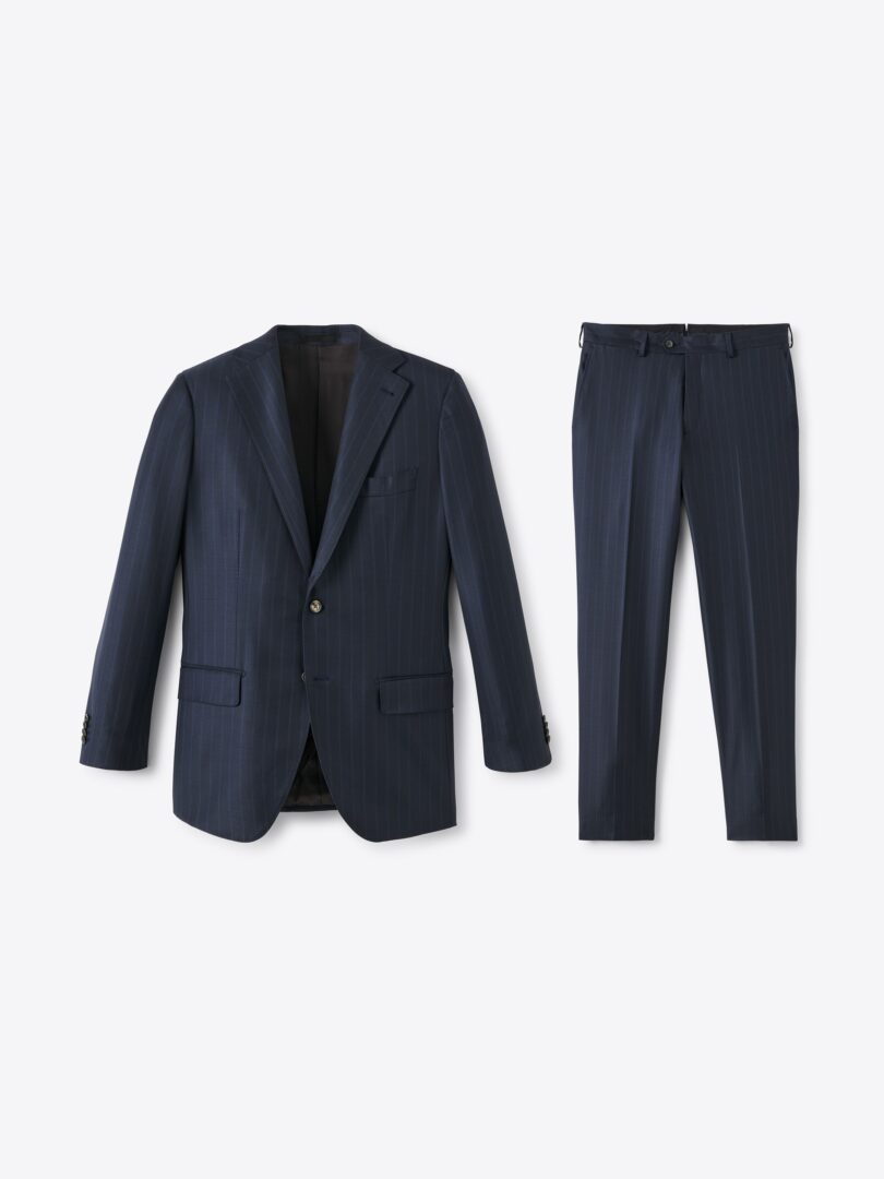 Men’s Loro Piana Navy Tonal Stripe S150s Wool Suit Thumb
