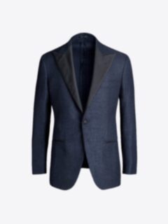 Shop Peak Lapel Navy Summer Hopsack Dinner Jacket