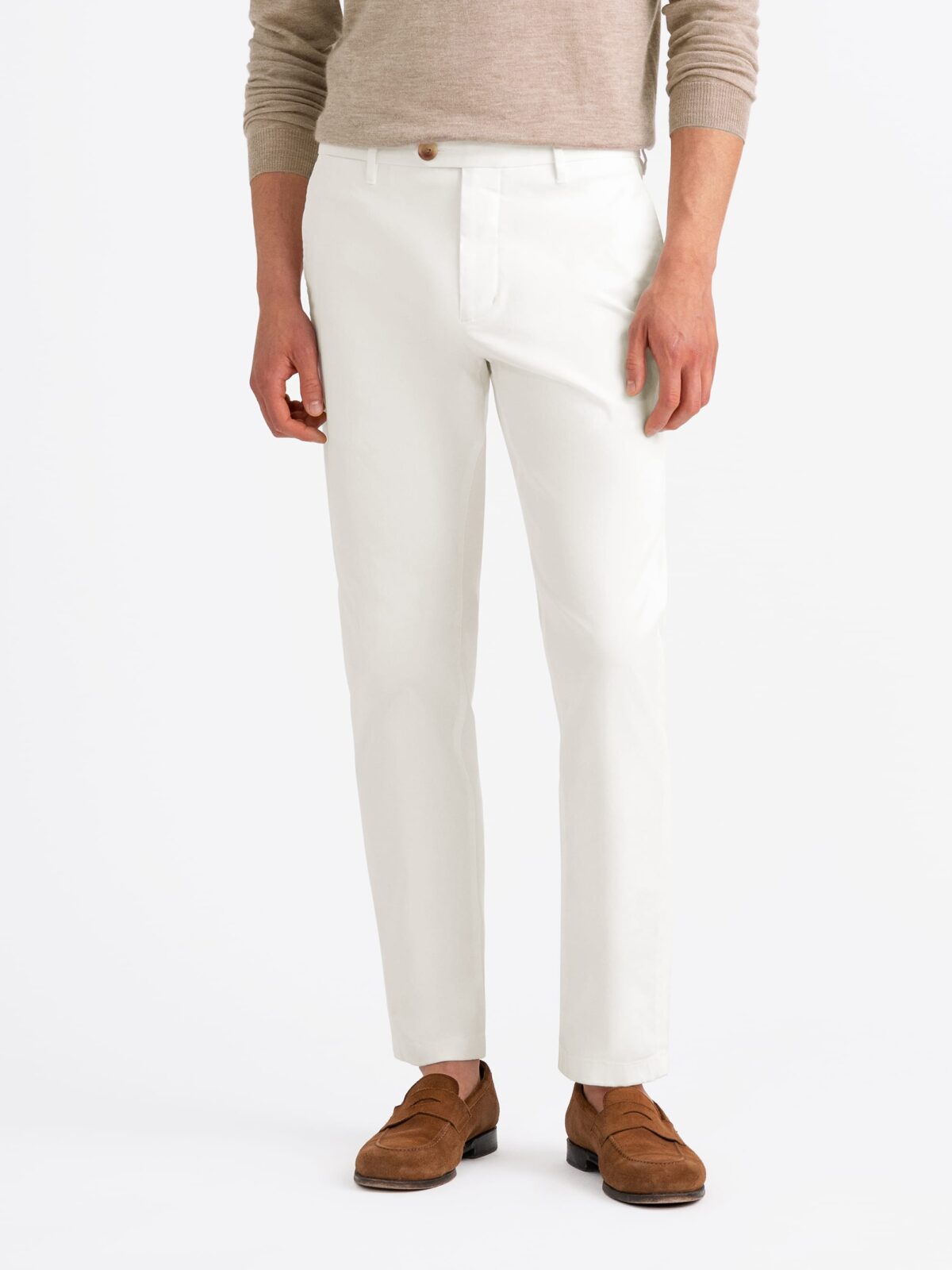 Di Sondrio Off White Stretch Cotton Chino - Custom Fit Pants