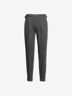 Shop Allen Grey Stretch Heavy Cotton Twill Pleated Dress Pant