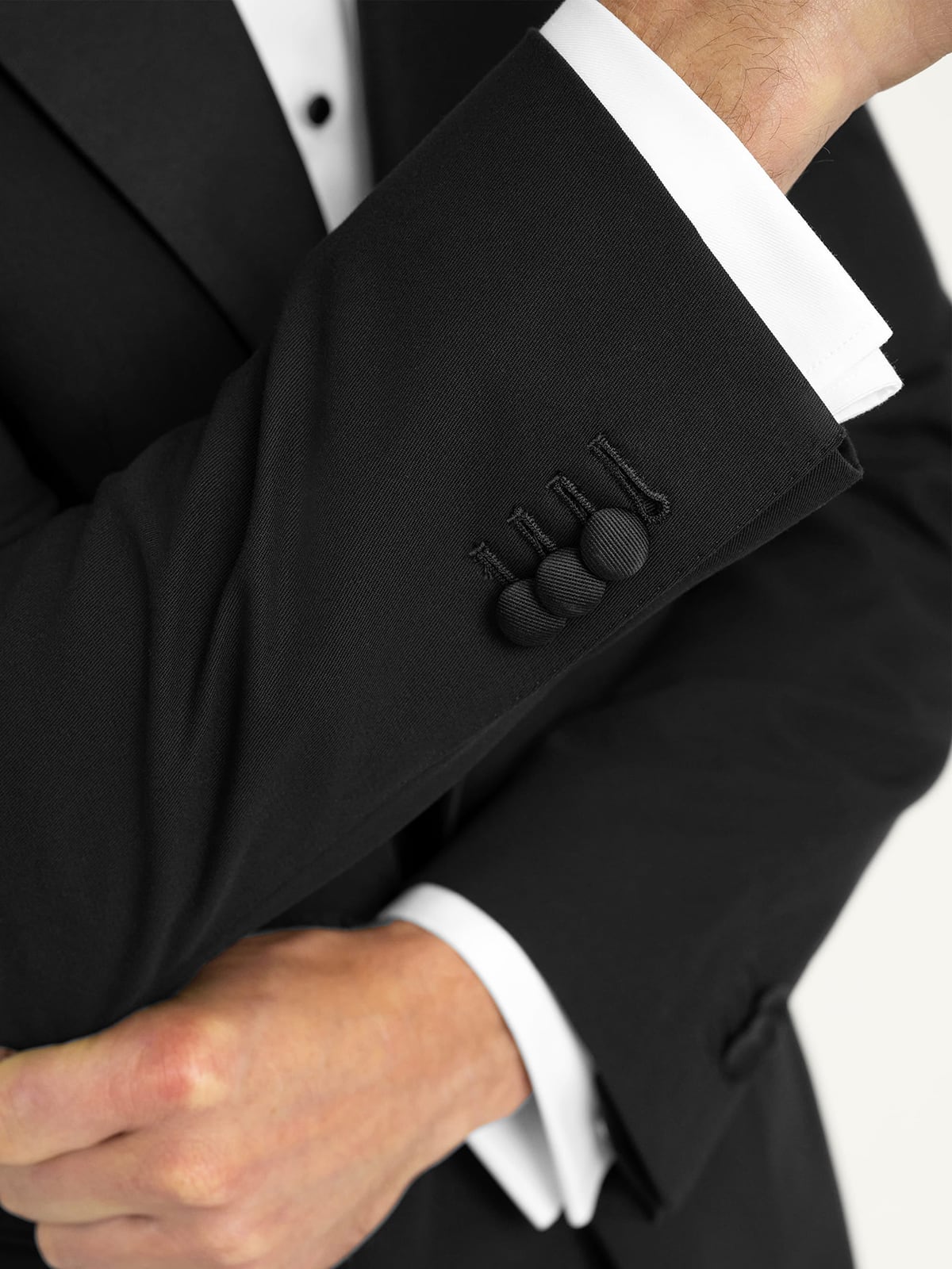 Peak Lapel Black High Twist Cotton Tuxedo - Custom Fit Tailored 