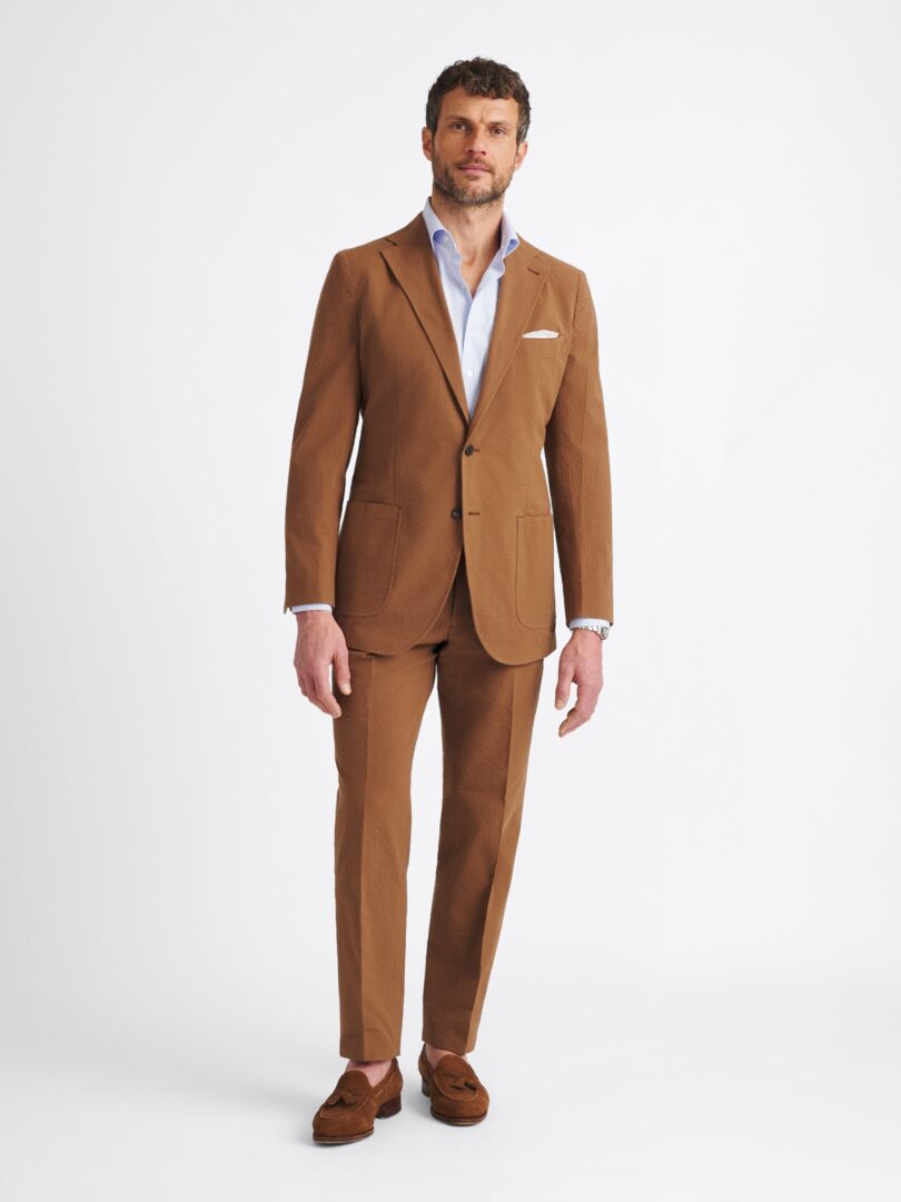 Zanieri Tobacco Stretch Seersucker Waverly Suit Thumb Detail