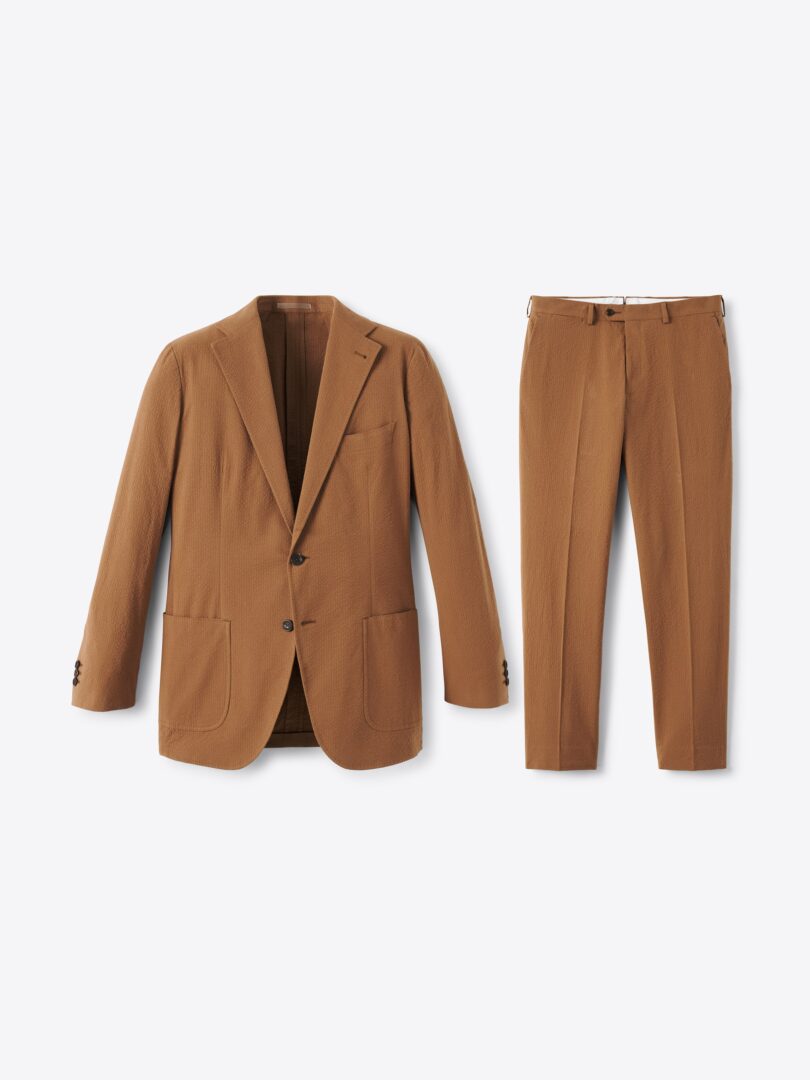 Men’s Zanieri Tobacco Stretch Seersucker Waverly Suit Thumb