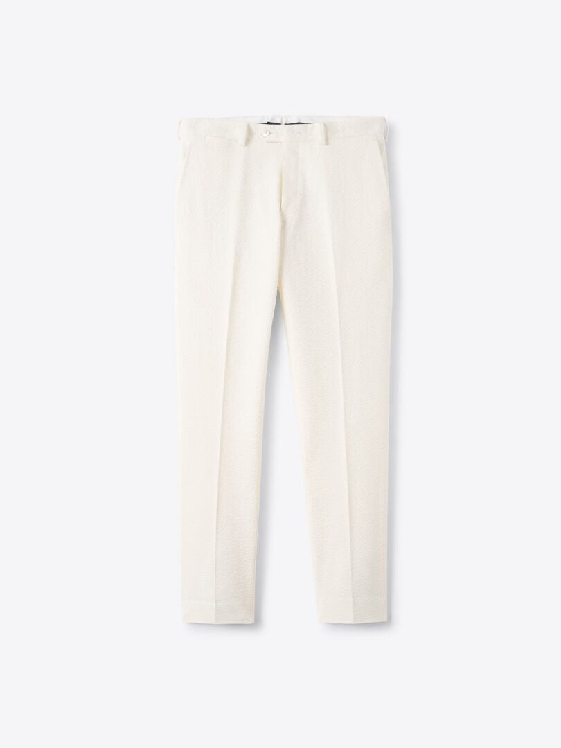 Men’s Zanieri Ivory Stretch Seersucker Pants Thumb