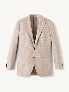 Cerruti Beige Glen Plaid Cotton and Linen Jacket - Custom Fit