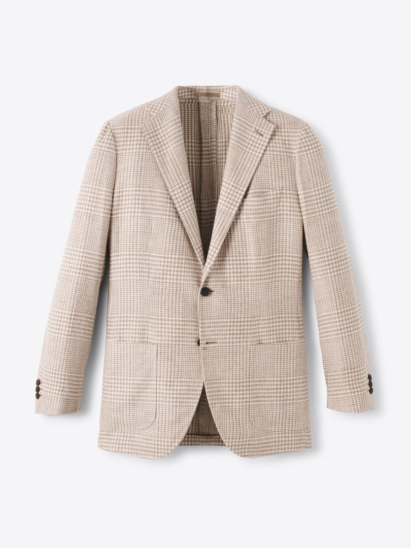 Men’s Cerruti Beige Glen Plaid Cotton and Linen Jacket Thumb