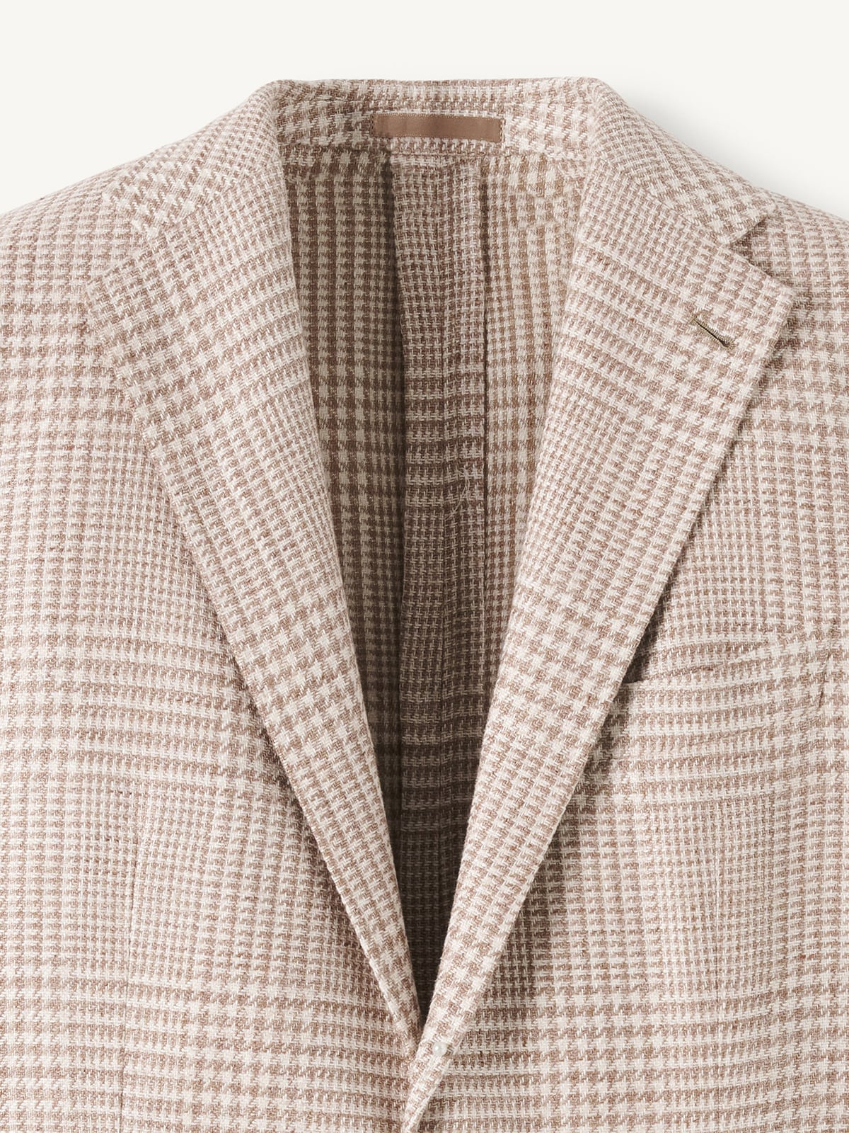 Cerruti Beige Glen Plaid Cotton and Linen Jacket - Custom Fit 