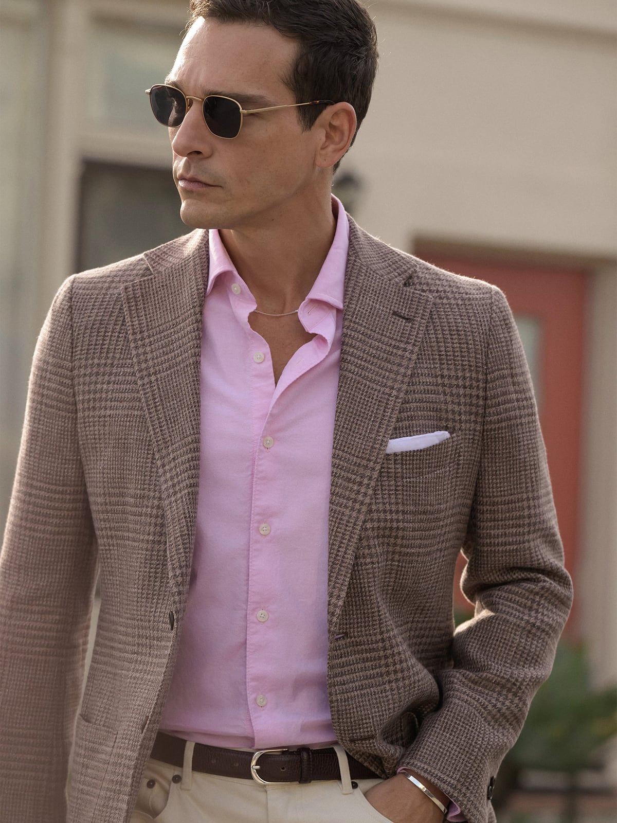 Cerruti Brown Glen Plaid Cotton and Linen Jacket - Custom Fit