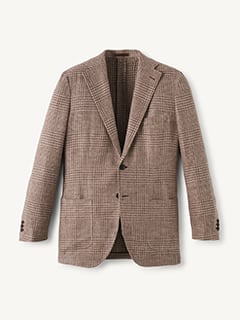 Cerruti Brown Glen Plaid Cotton and Linen Jacket - Custom Fit
