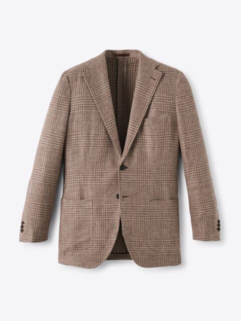 Navy Glen Plaid Wool Silk Linen Bedford Jacket - Custom Fit