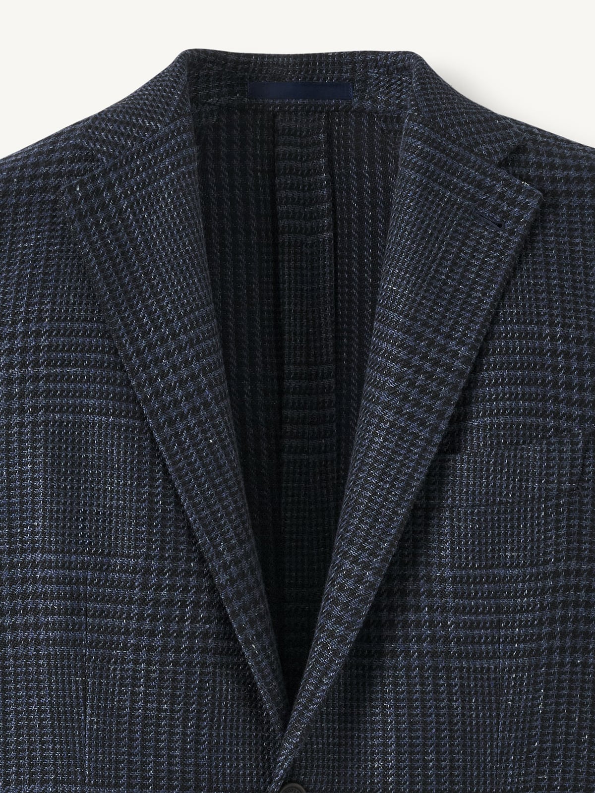 Cerruti Navy Glen Plaid Cotton and Linen Jacket - Custom Fit
