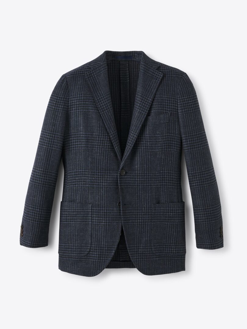 Men’s Cerruti Navy Glen Plaid Cotton and Linen Jacket Thumb