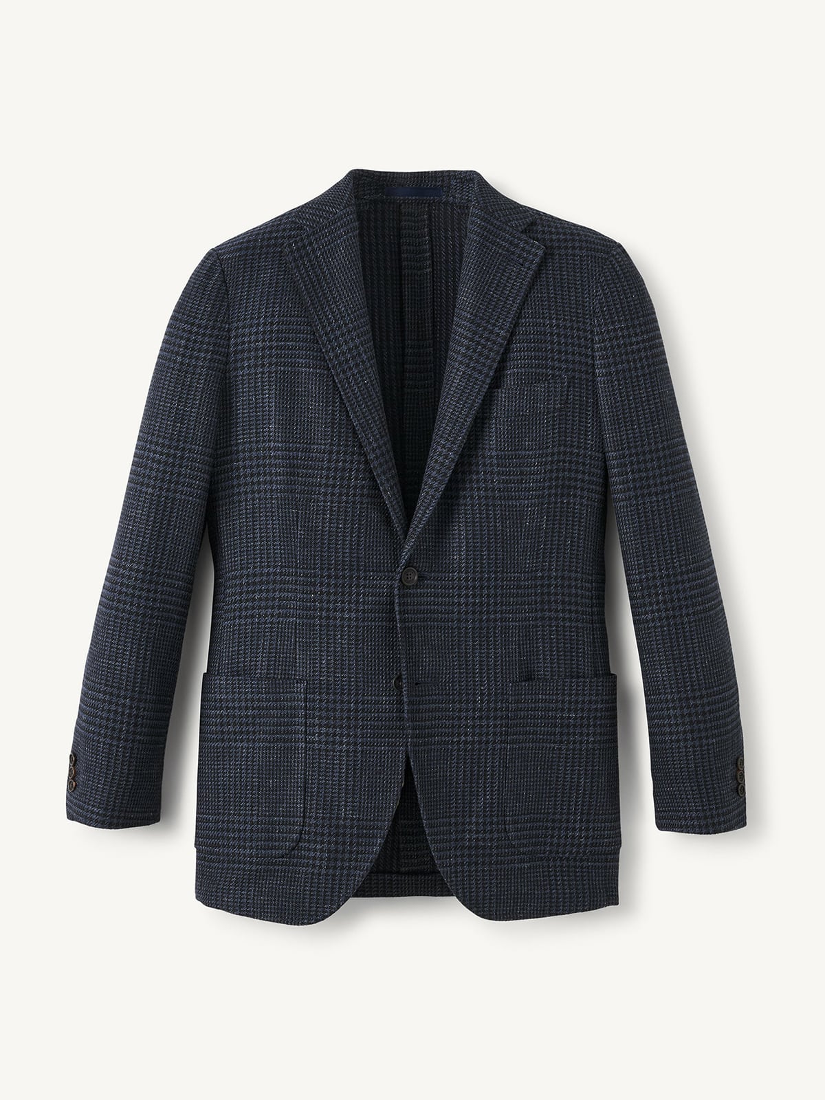 Cerruti Navy Glen Plaid Cotton and Linen Jacket - Custom Fit
