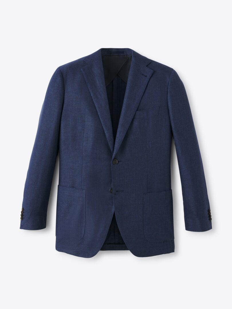 Men’s Marzotto Faded Navy Wool and Linen Hopsack Thumb